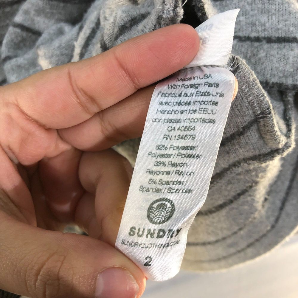 Sundry Gray Stripped Full Zip Hoodie w Kangaroo Pockets Medium - Picture 6 of 9